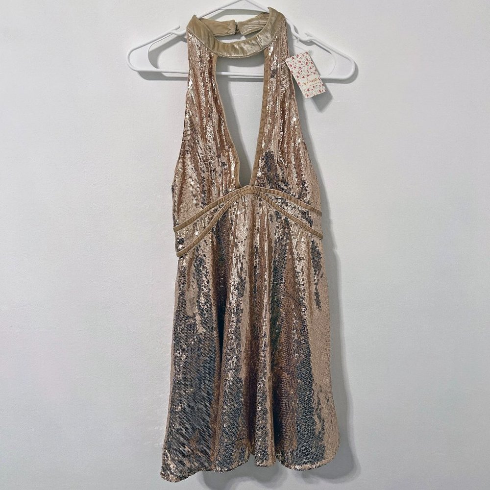 Free people rose gold glitter cocktail dress